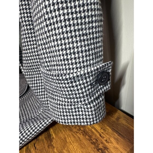 Banana Republic Black and White Checkered Ladies Pea Coat- Small - Picture 5 of 8